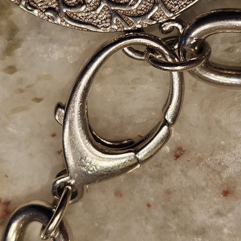 Rare Monica Rich Kosann 925 Silver Luck Charm Bracelet Engraved Vine Locket — image 5 of 8